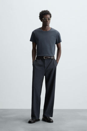 REGULAR FIT TEXTURED TROUSERS - Image 1