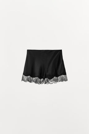 Satin Lace-Trimmed Shorts