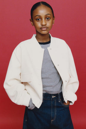 CROPPED BOMBER JACKET WITH SHOULDER PADS - Image 1