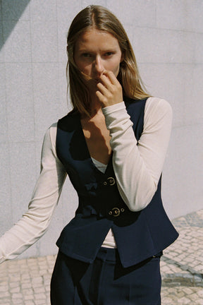 Buckle-Detailed Crepe Top