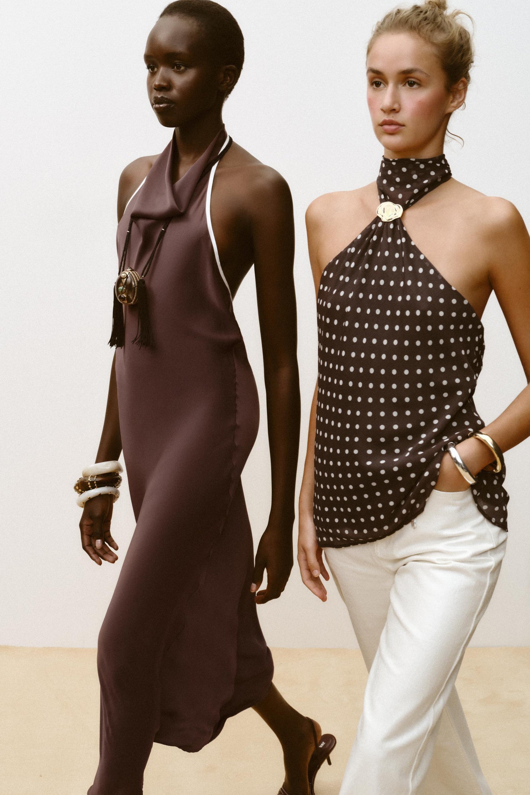 CONTRAST TRIM SATIN MIDI DRESS - Image 1