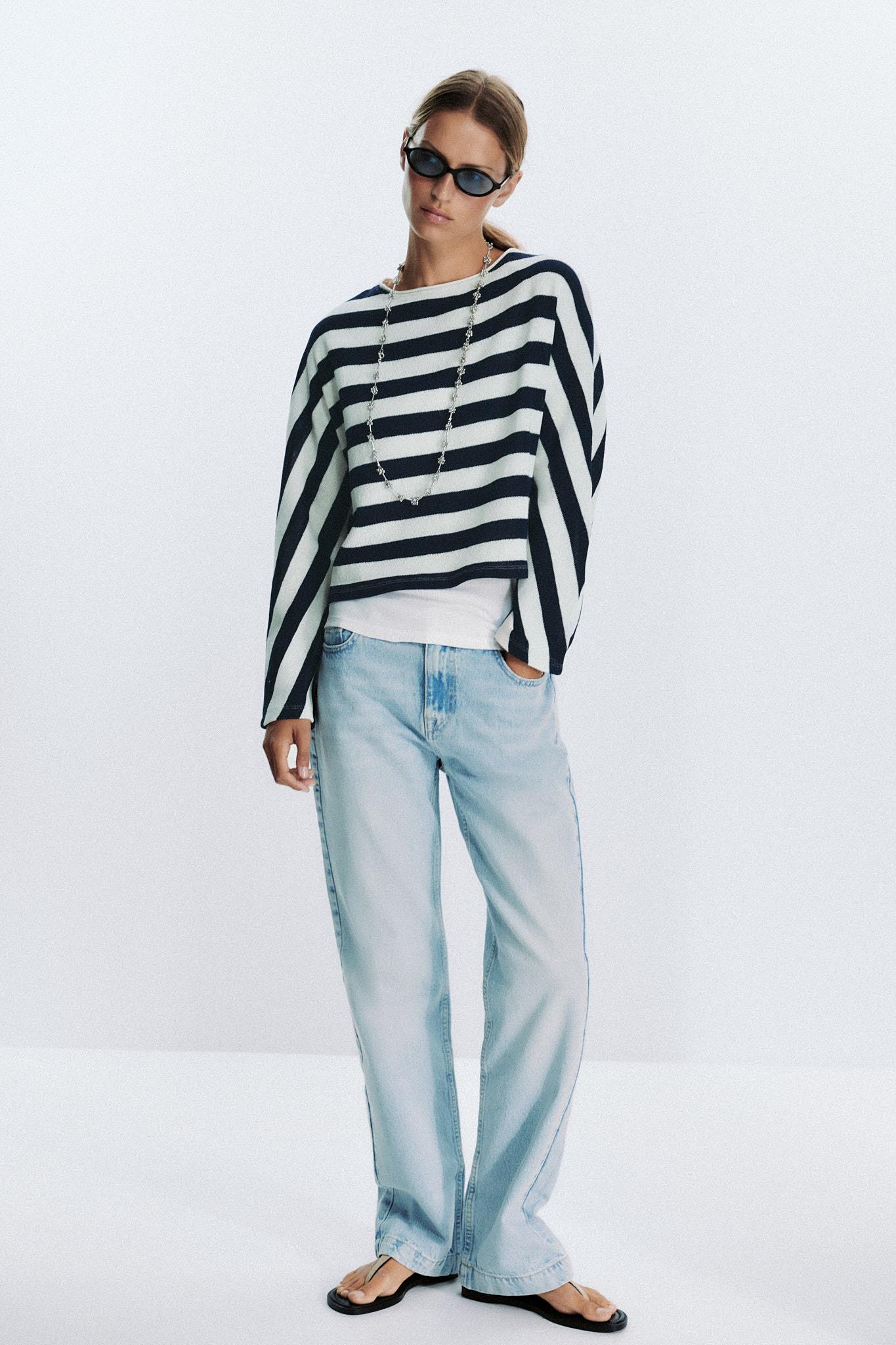 Striped Batwing Sleeve Jumper