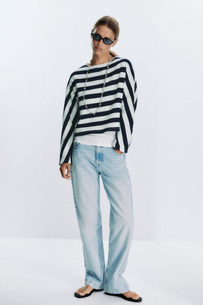 STRIPED BATWING SLEEVE JUMPER - Image 1