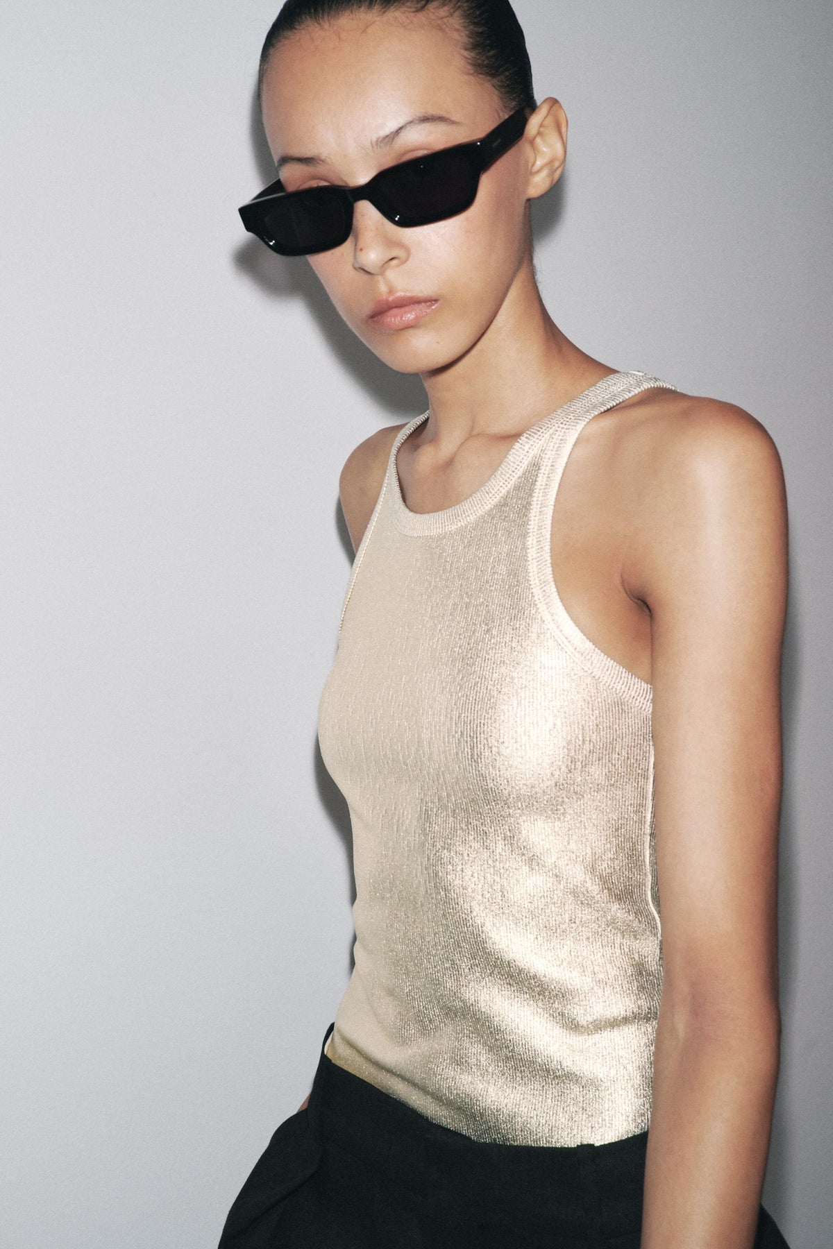 METALLIC RIBBED BODYSUIT