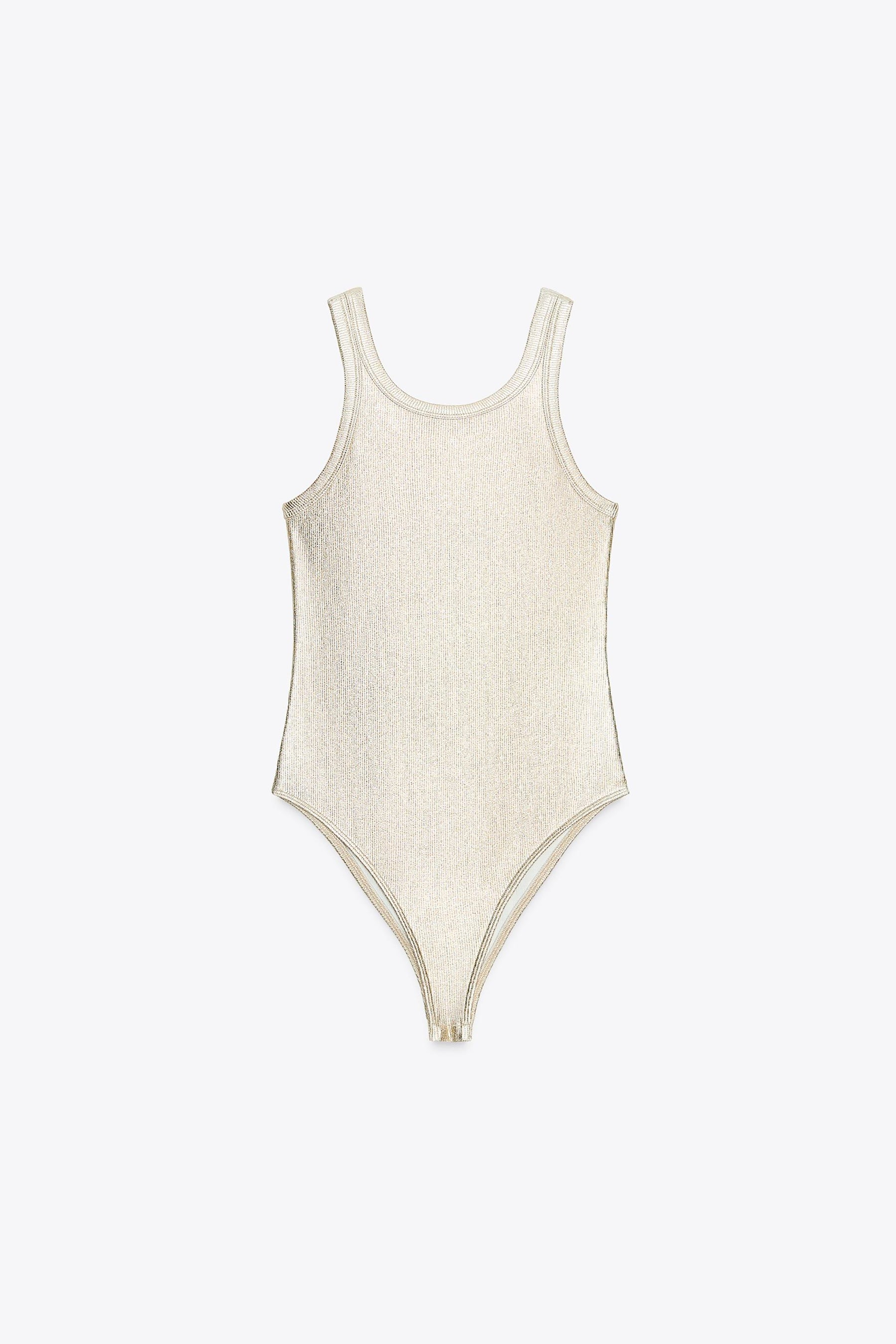 METALLIC RIBBED BODYSUIT