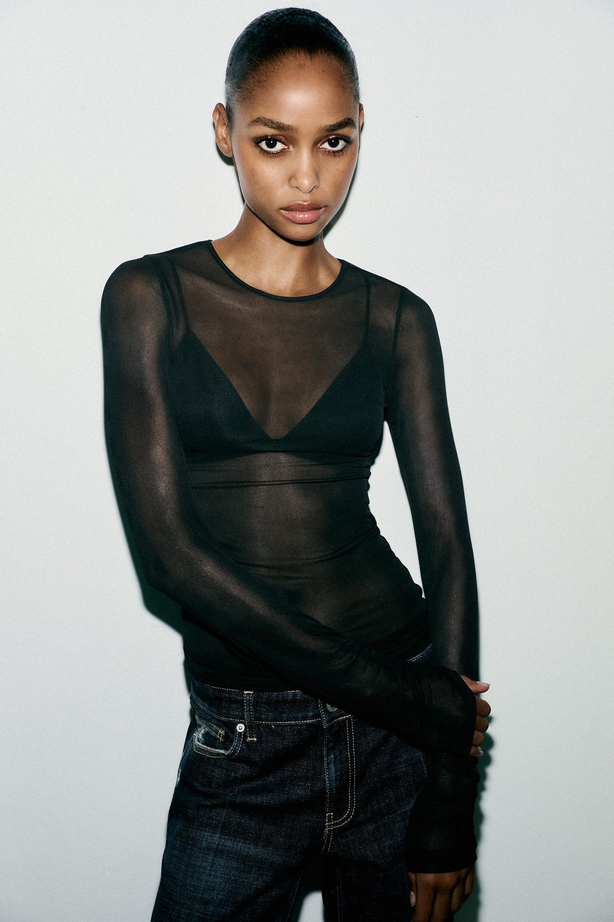 SEMI-SHEER GATHERED SHIRT