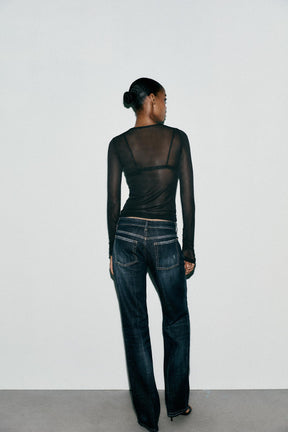 SEMI-SHEER GATHERED SHIRT