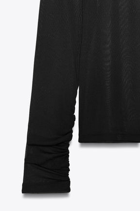 SEMI-SHEER GATHERED SHIRT