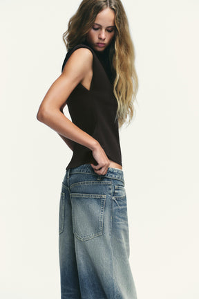 Crepe Peplum Shoulder Top