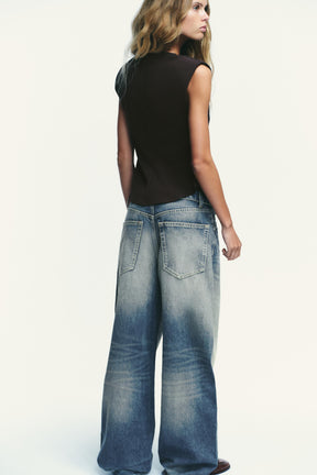 Crepe Peplum Shoulder Top