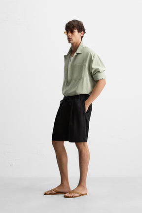 PLEATED FLOWING BERMUDA SHORTS - Image 4