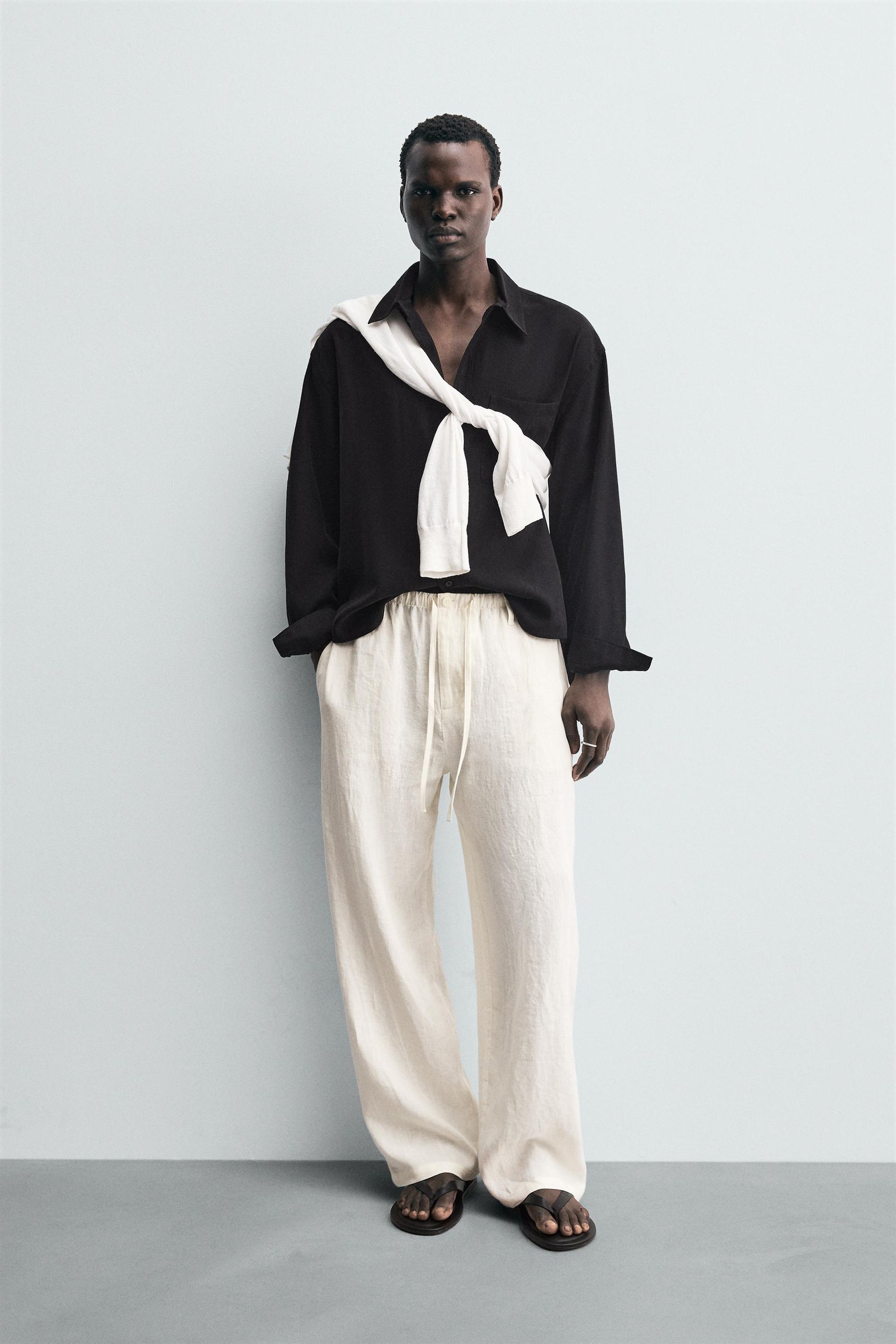 LINEN RELAXED FIT TROUSERS - Image 1