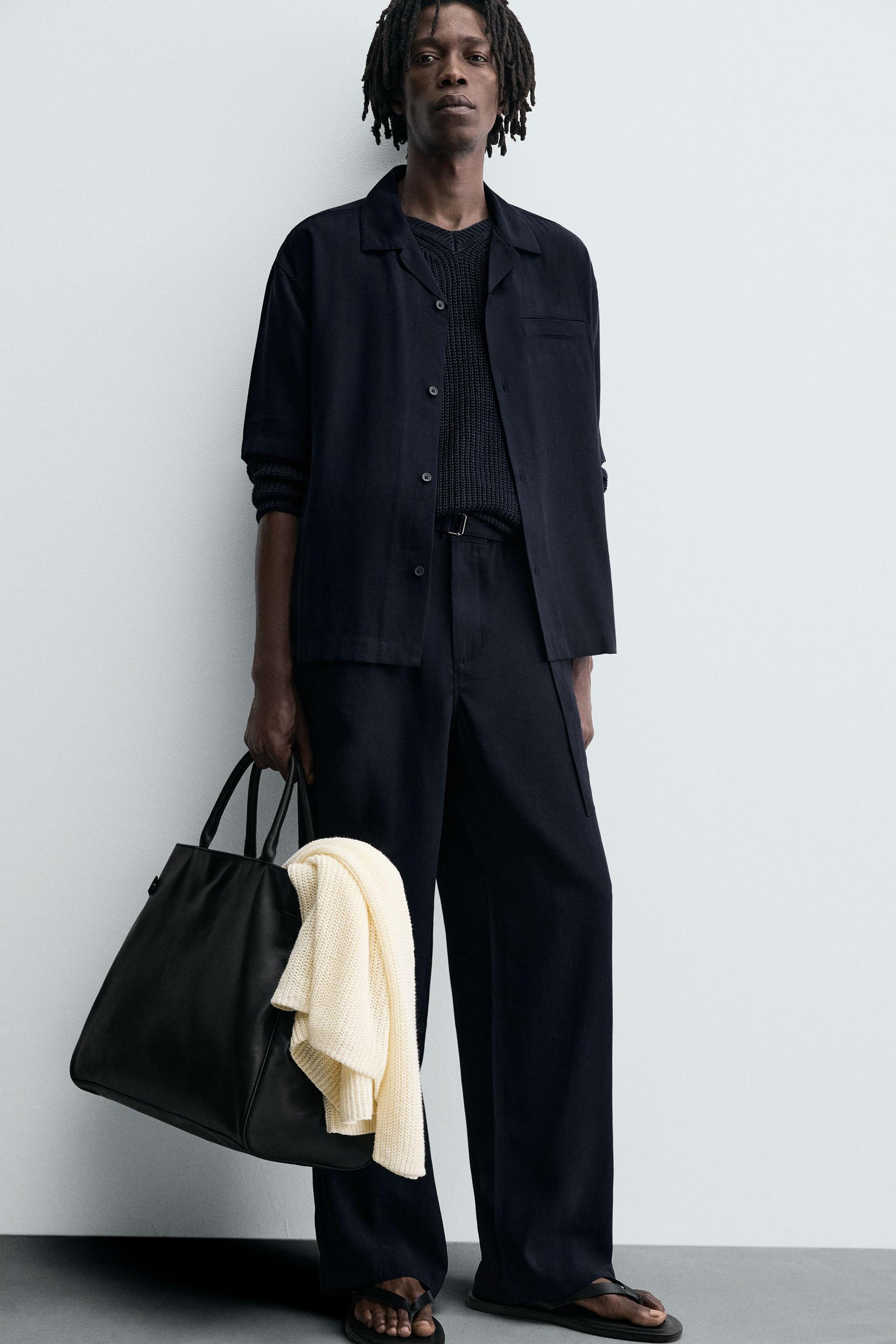 RELAXED FIT TROUSERS WITH BELT - Image 4