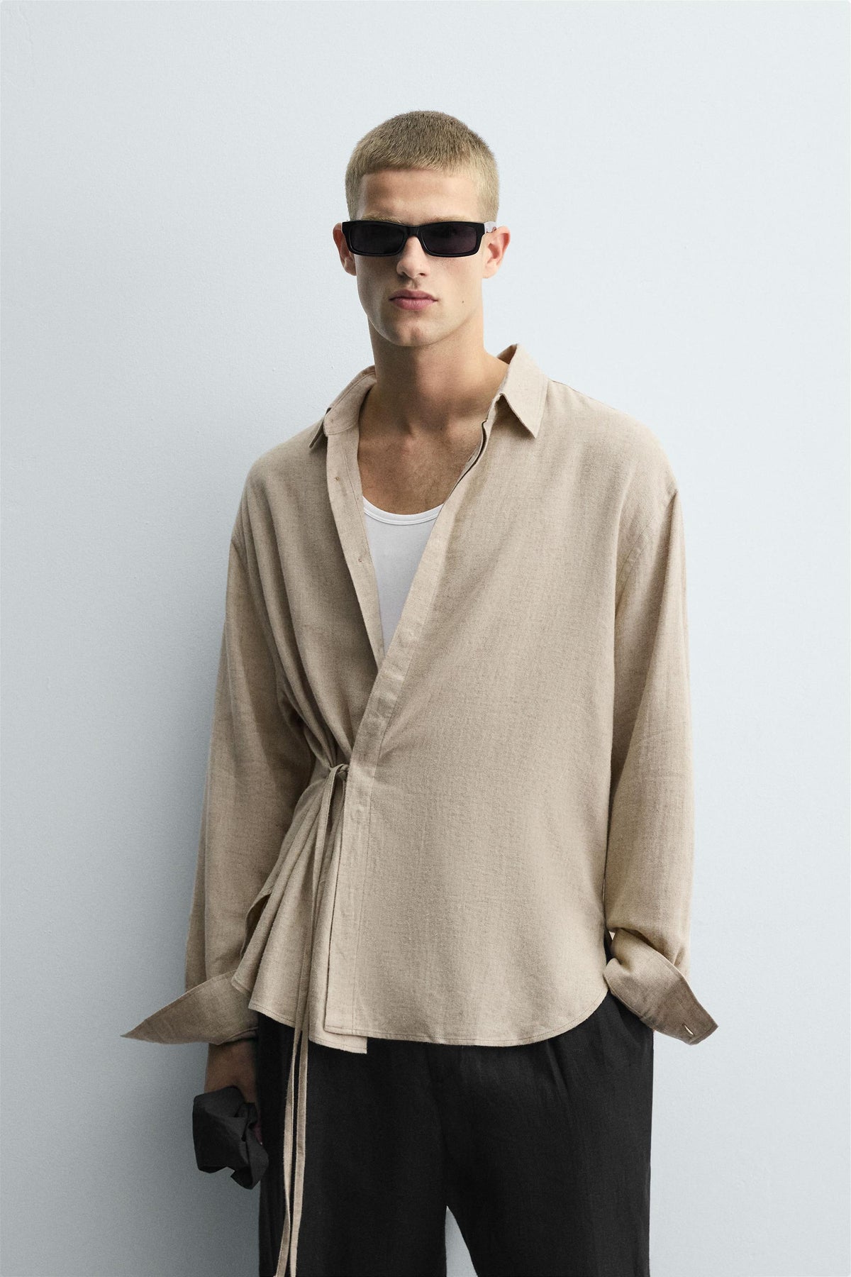 LINEN/VISCOSE TIE SHIRT - Image 2