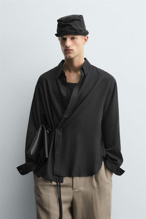 LINEN/VISCOSE TIE SHIRT - Image 2