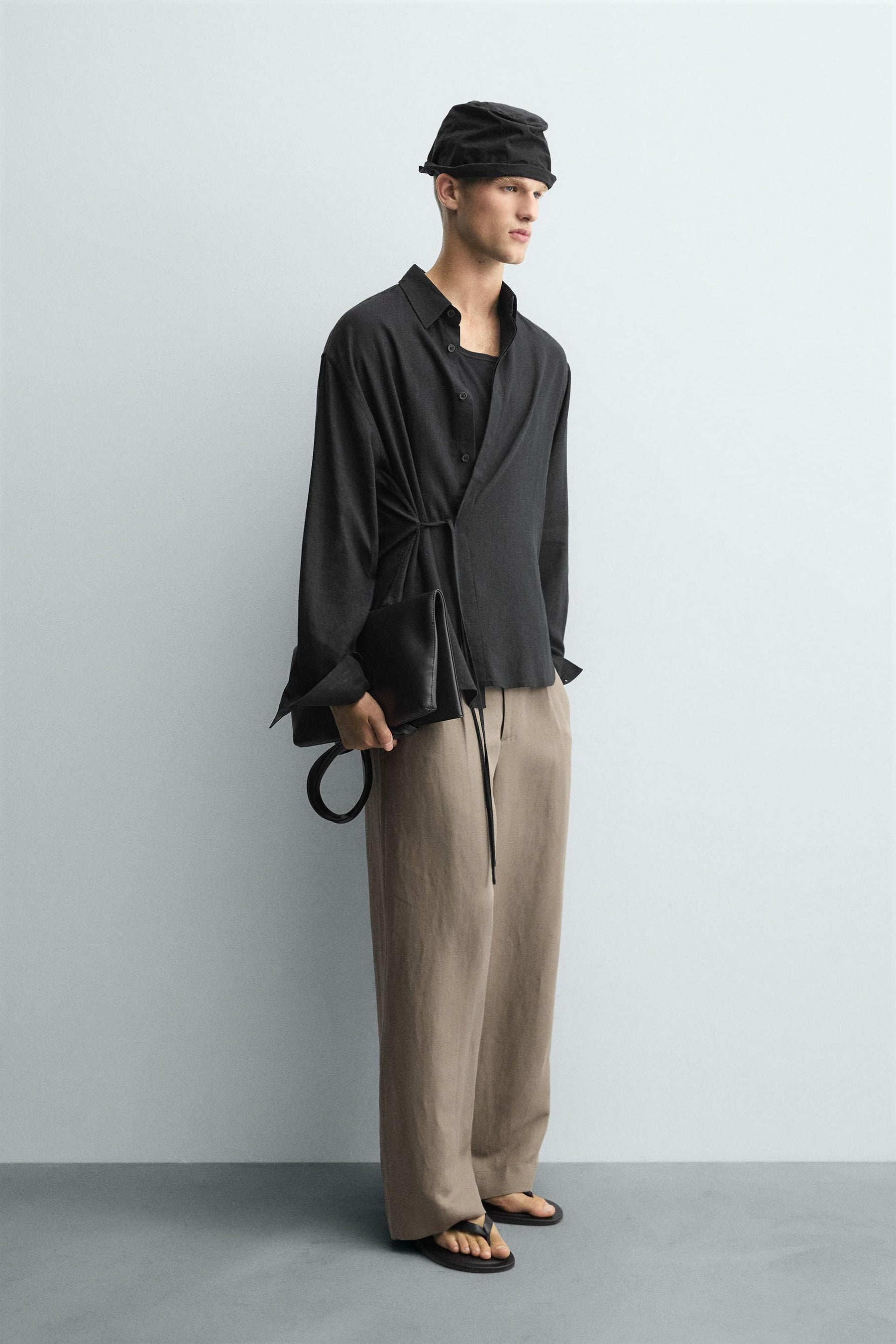 LINEN/VISCOSE TIE SHIRT - Image 4