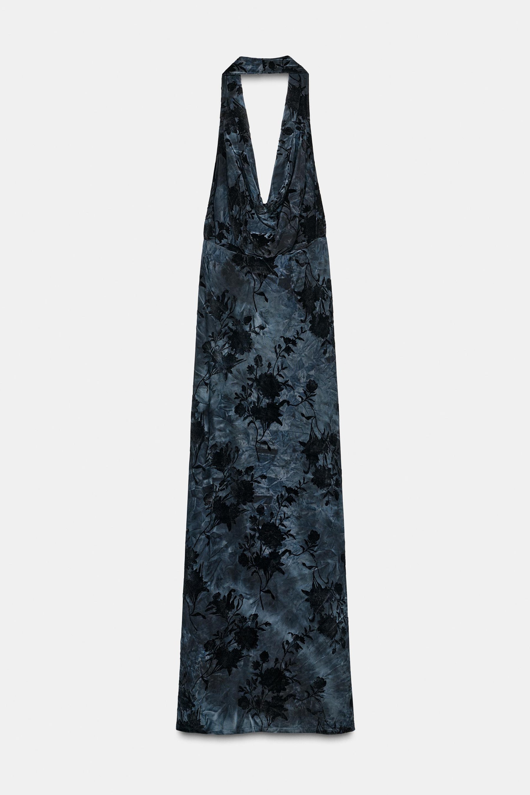 FLOCKED HALTER DRESS - Image 5