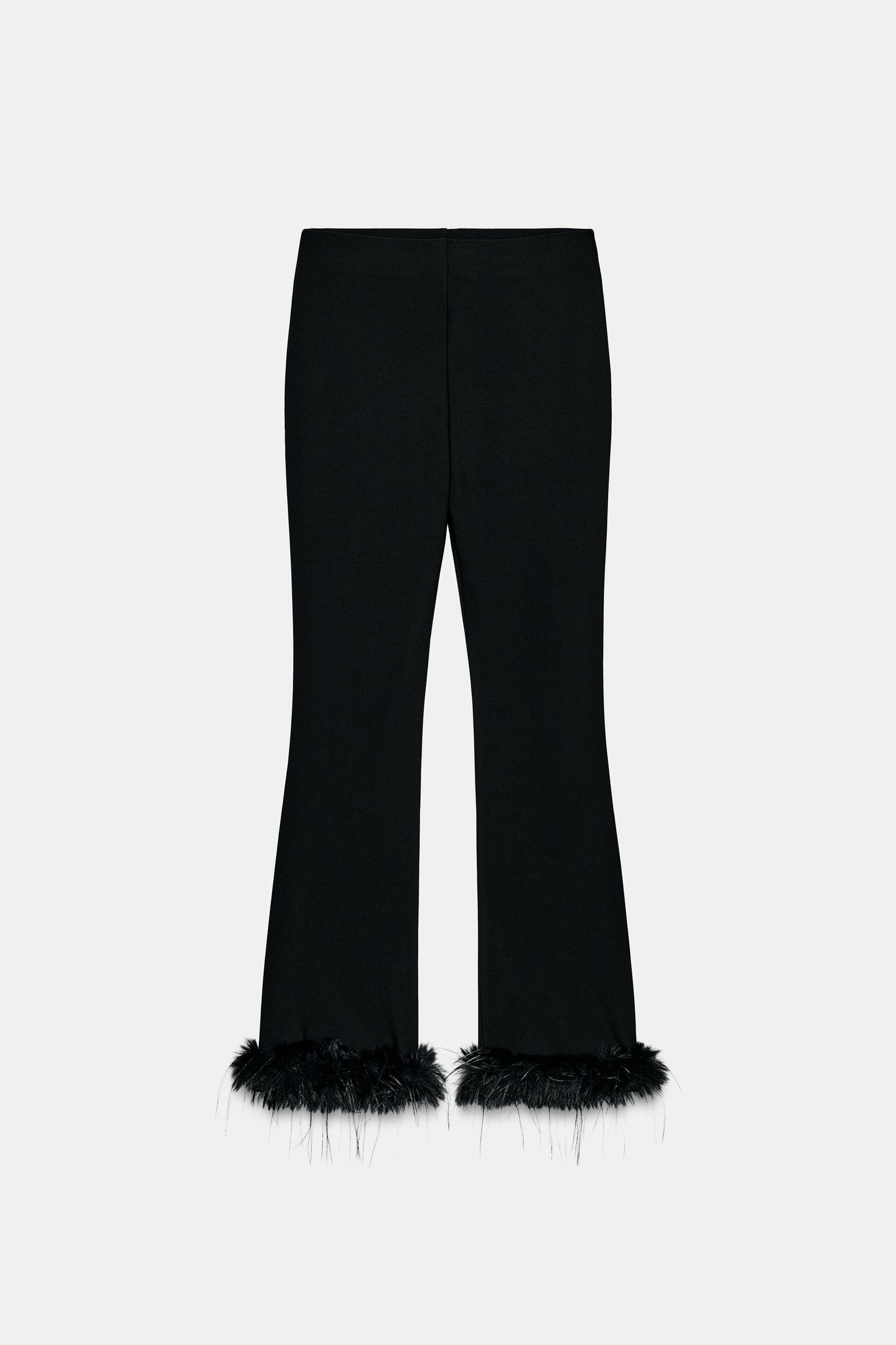 Faux Fur Hem Trousers