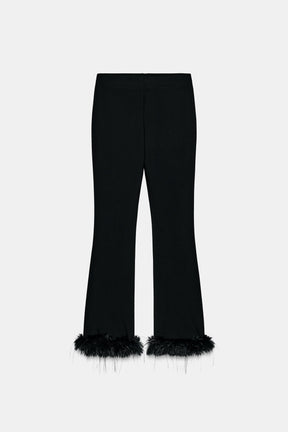 Faux Fur Hem Trousers