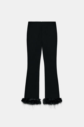 Faux Fur Hem Trousers