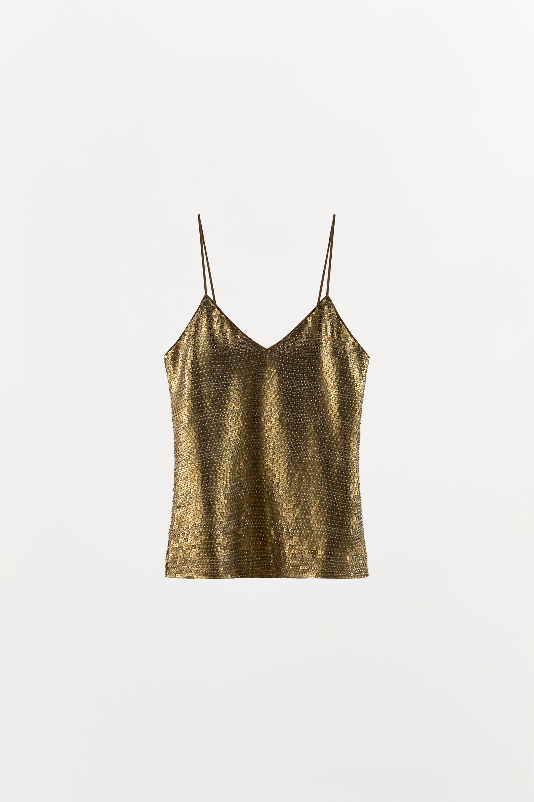 Sequinned beaded strappy top