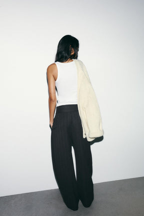 Pleated striped trousers