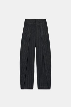 Pleated striped trousers