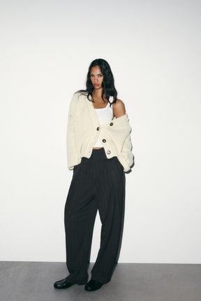 Pleated striped trousers