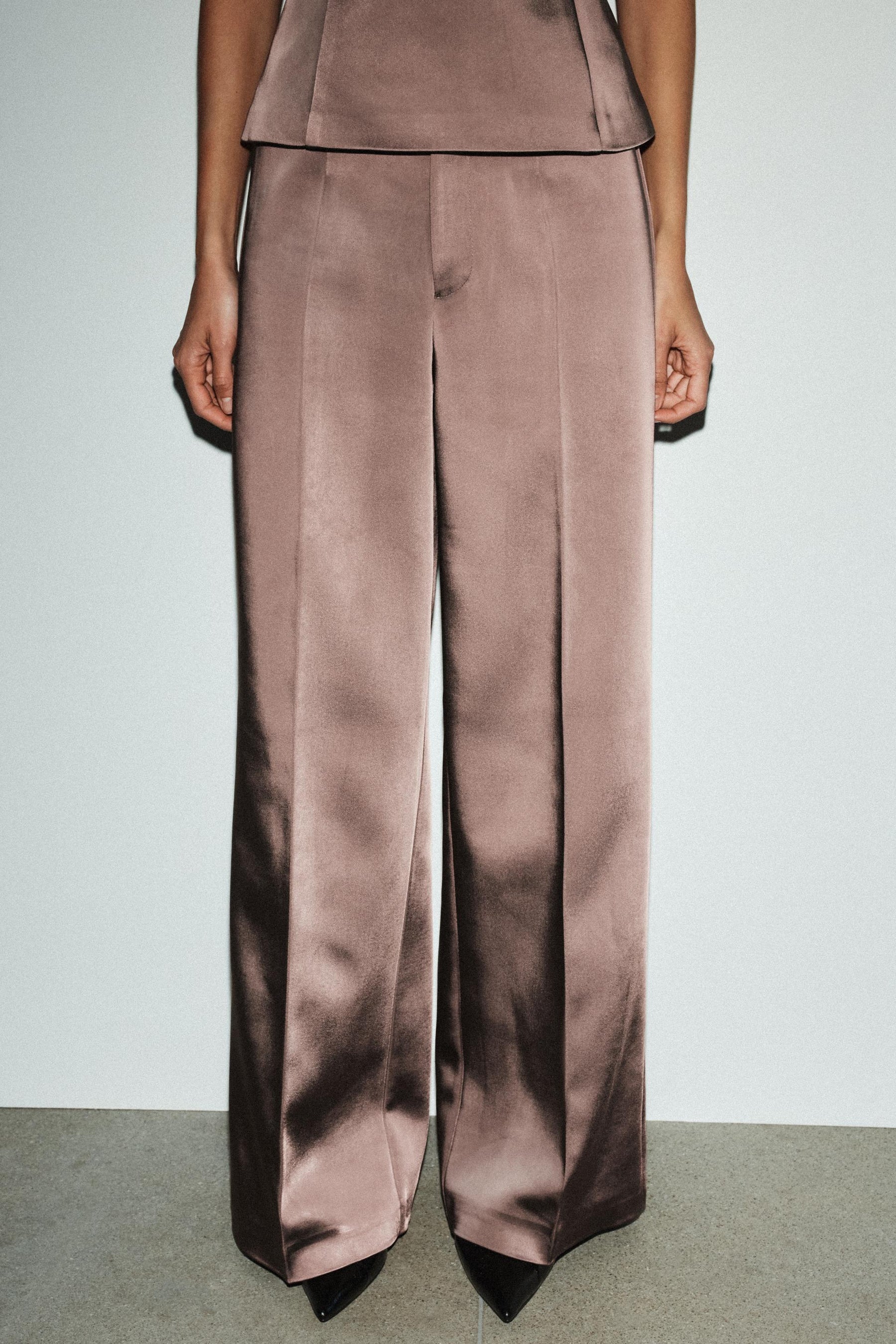 Satin High-Waist Trousers