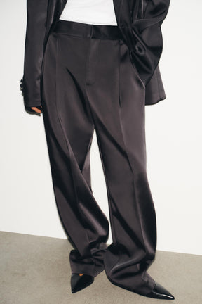 SATIN PLEATED TROUSERS
