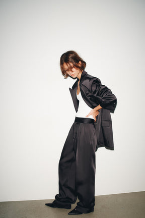 SATIN PLEATED TROUSERS