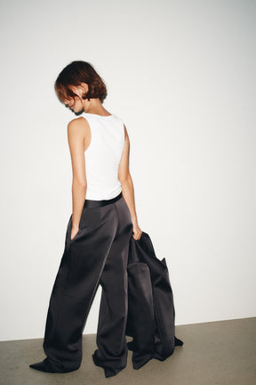 SATIN PLEATED TROUSERS