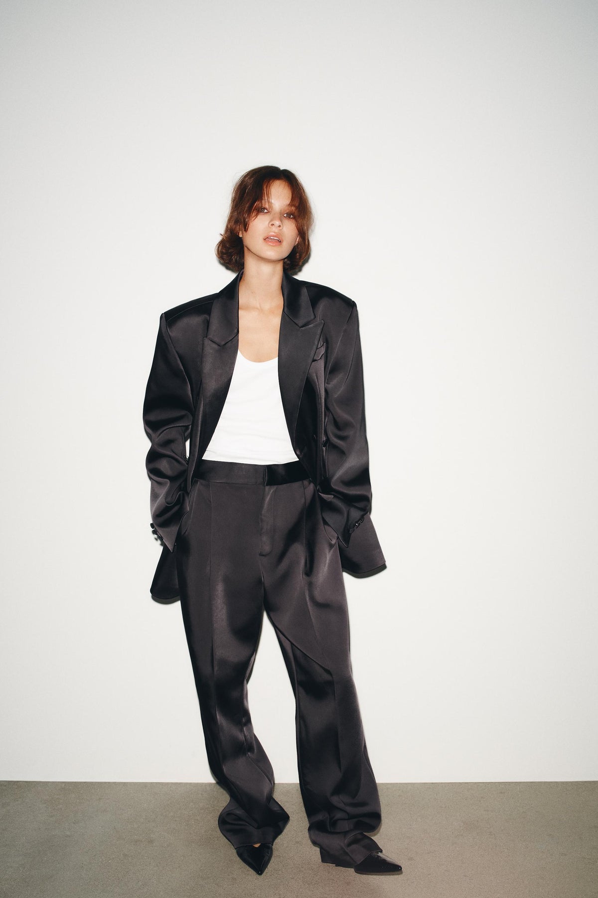 SATIN PLEATED TROUSERS