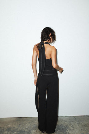 Tie-Waist Trousers with Topstitching