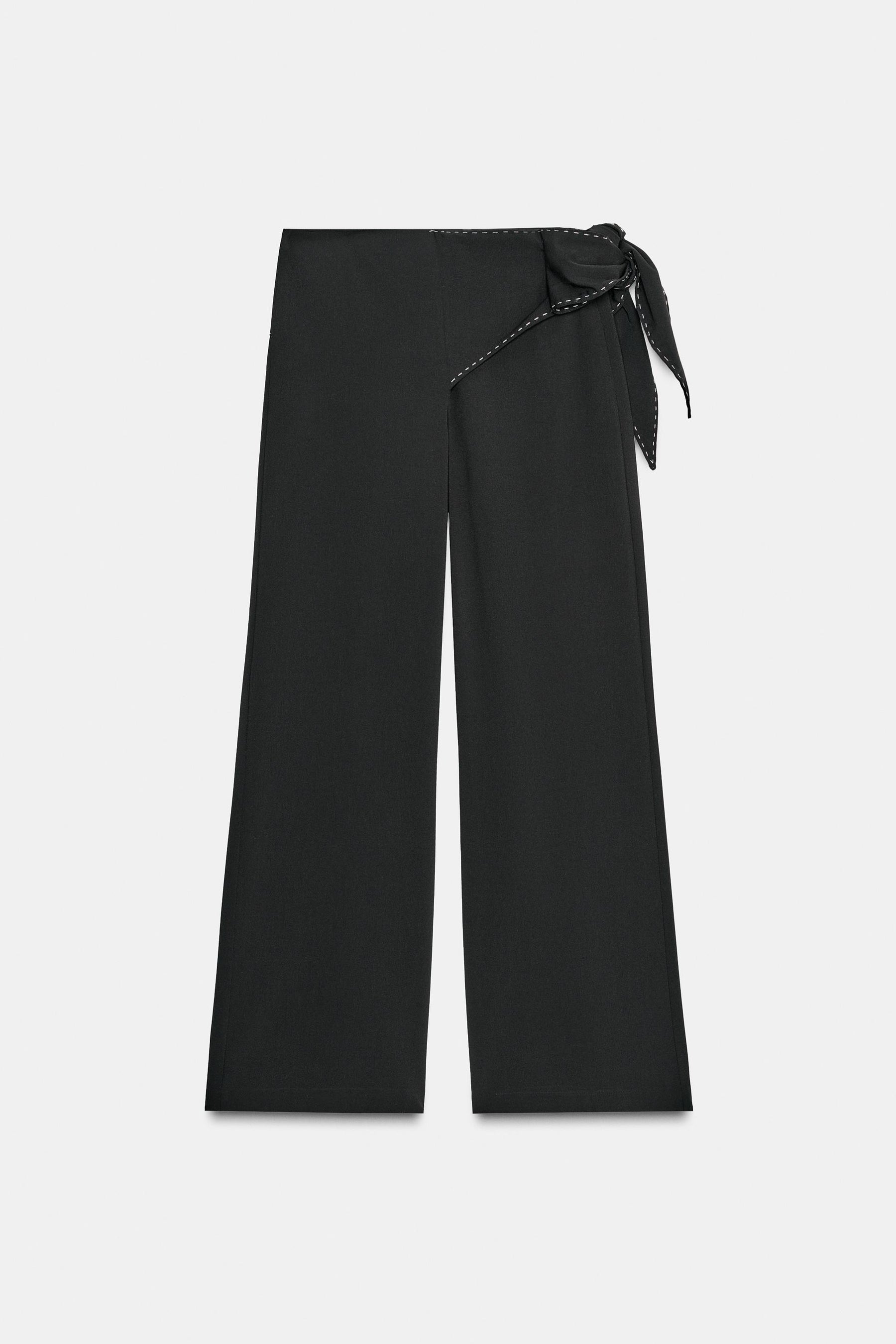 Tie-Waist Trousers with Topstitching