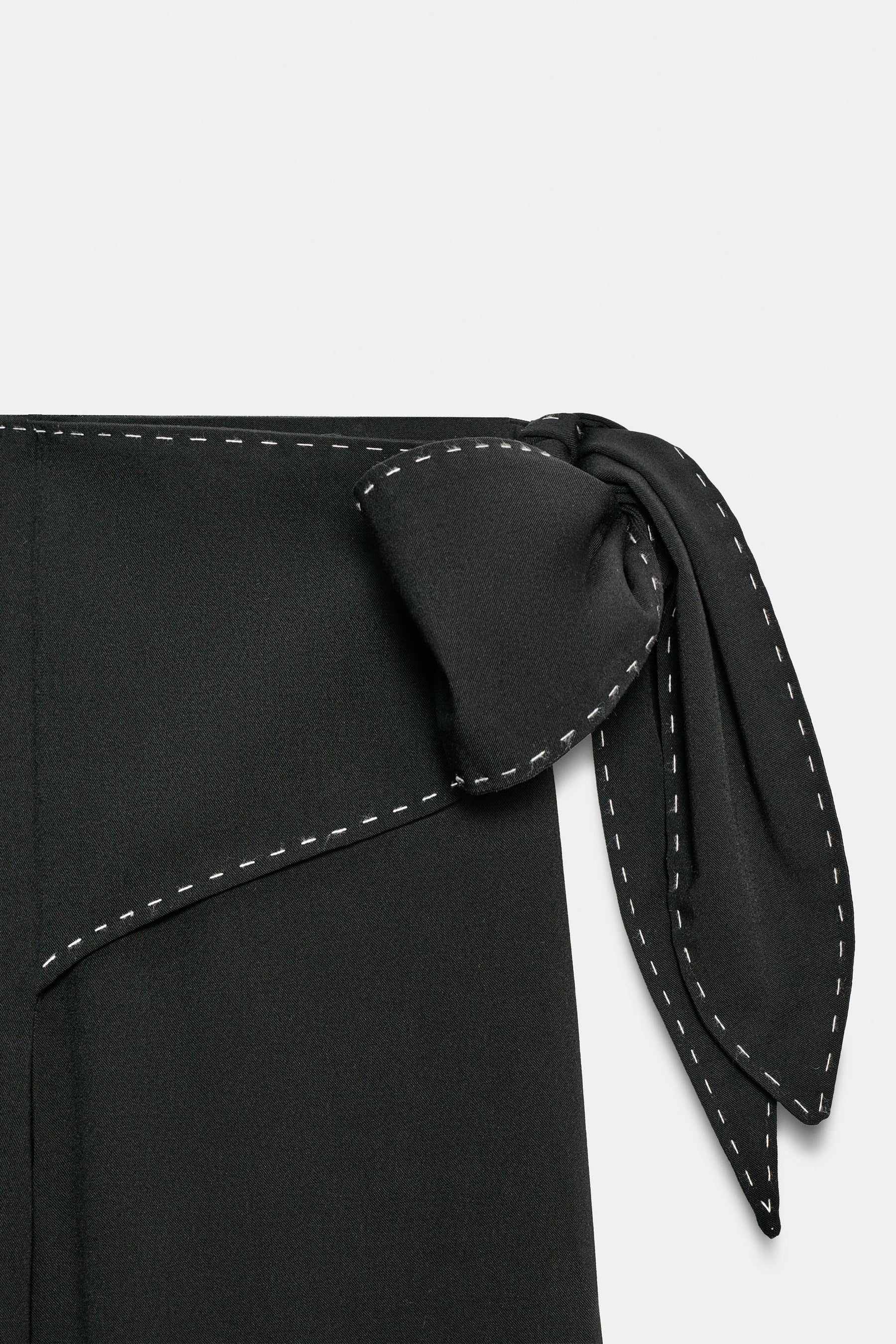 Tie-Waist Trousers with Topstitching