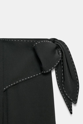 Tie-Waist Trousers with Topstitching