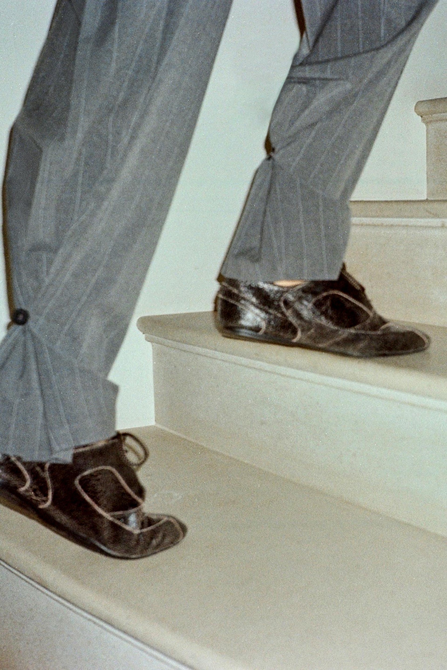 Pleated Button-Hem Trousers