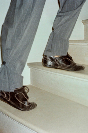 Pleated Button-Hem Trousers