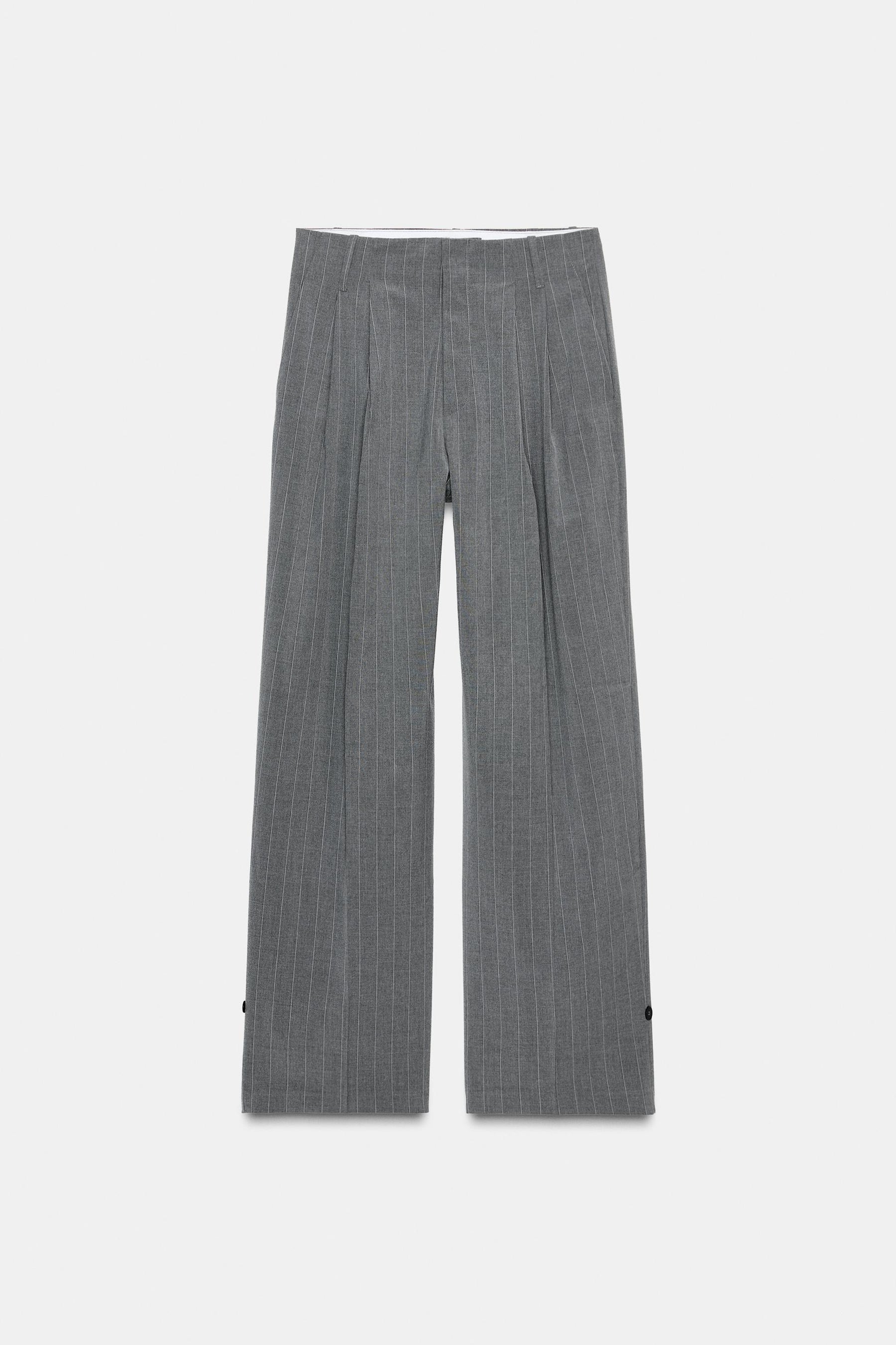 Pleated Button-Hem Trousers