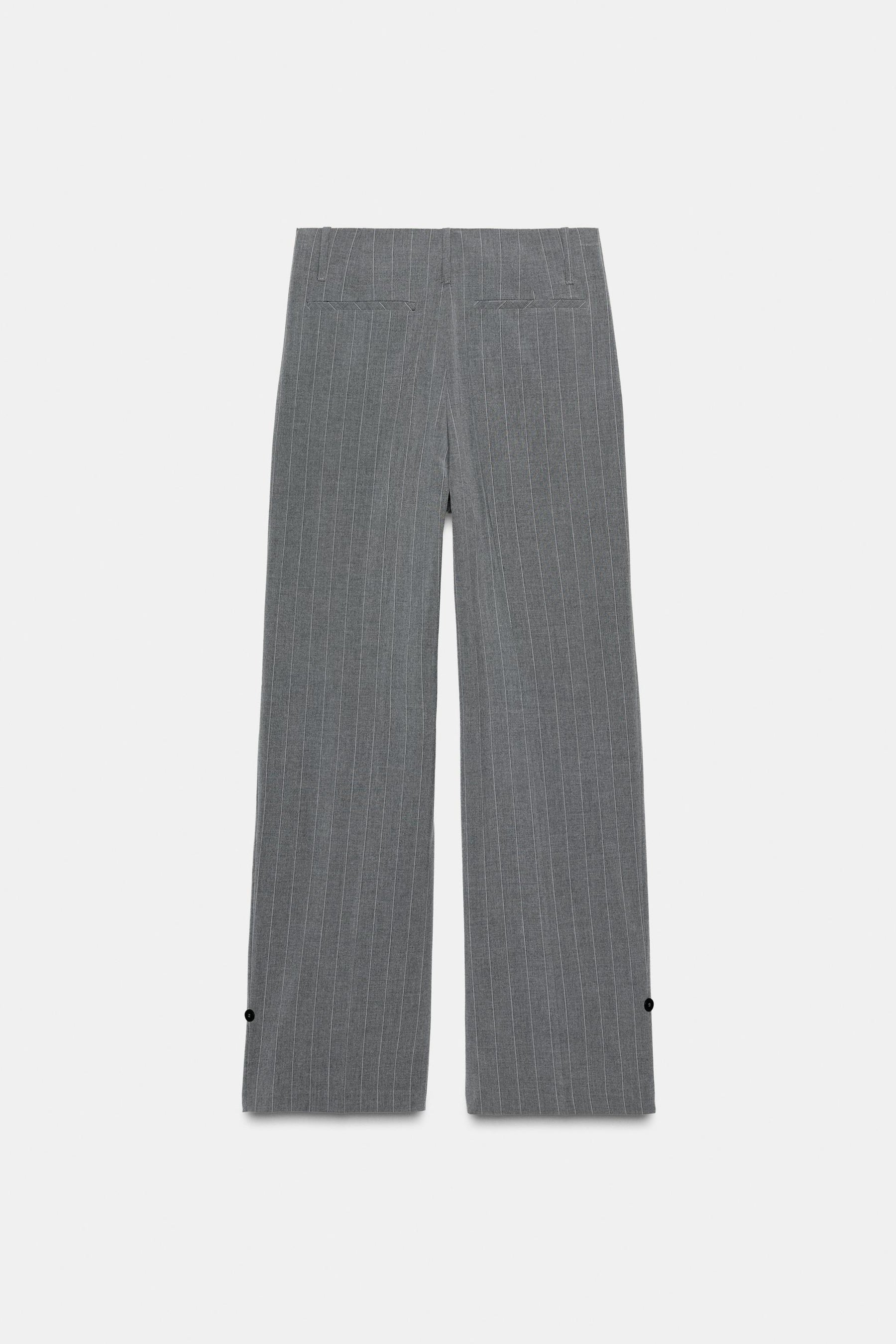 Pleated Button-Hem Trousers