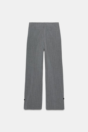 Pleated Button-Hem Trousers