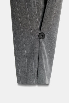 Pleated Button-Hem Trousers