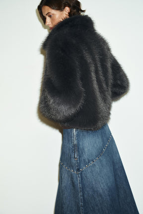 SHORT FAUX FUR COAT WITH TOGGLES - Image 3