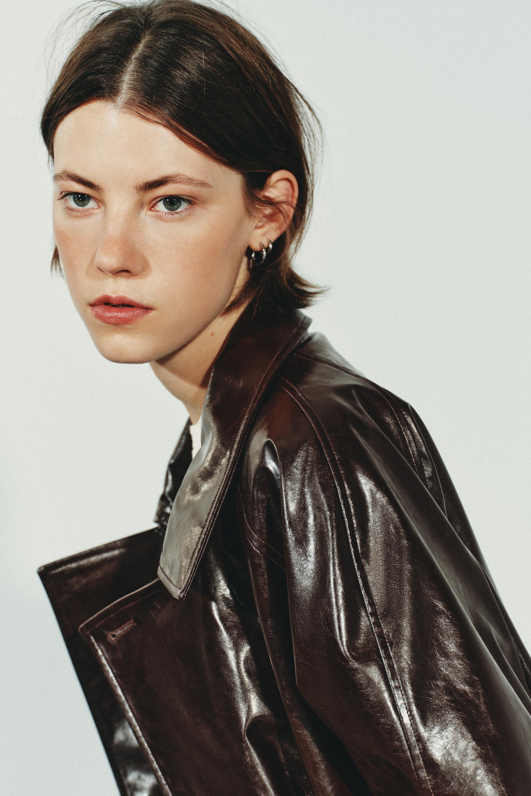 BELTED FAUX LEATHER JACKET