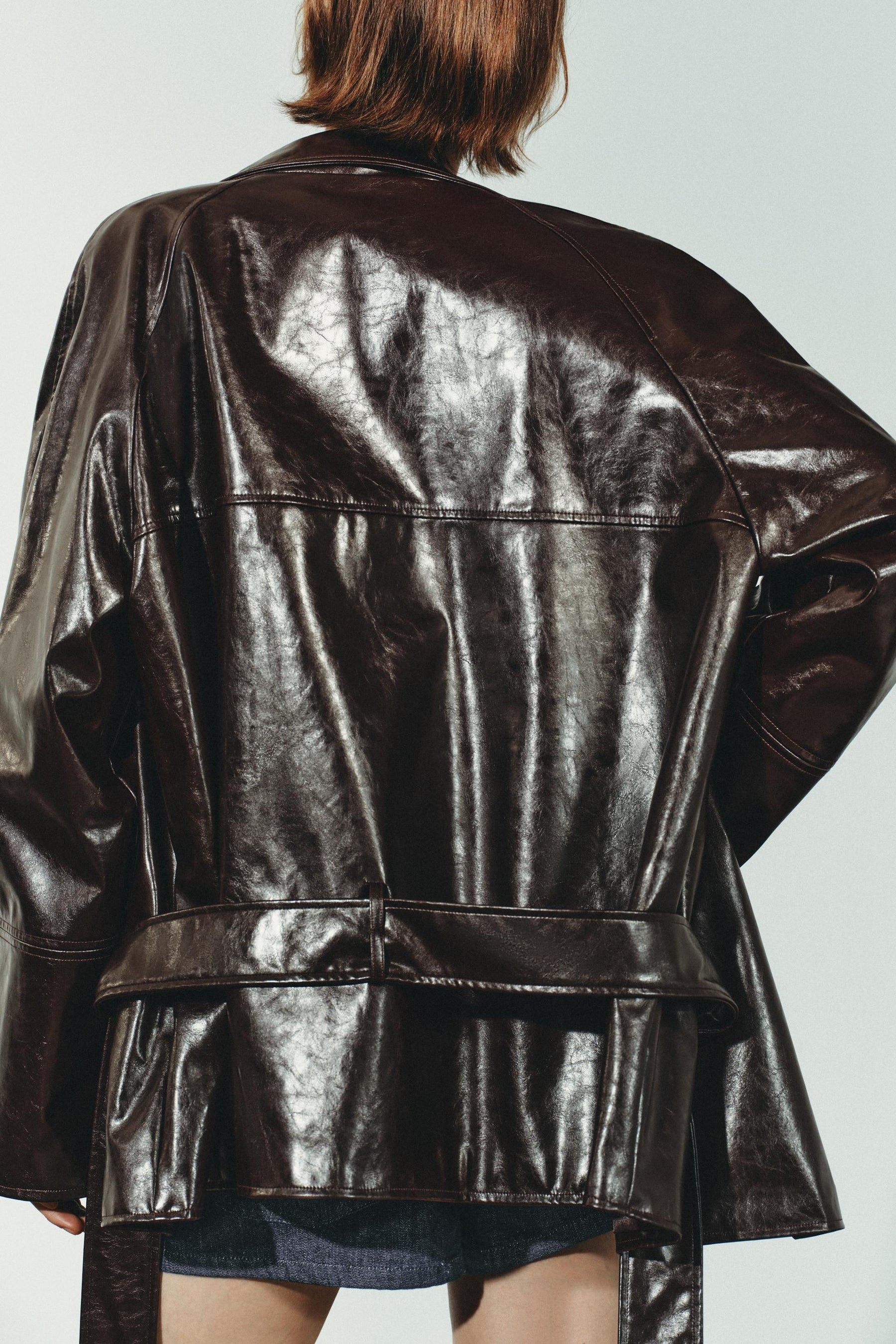Belted Faux Leather Jacket