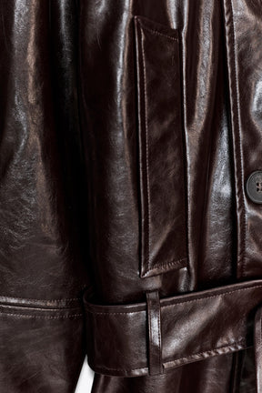 BELTED FAUX LEATHER JACKET