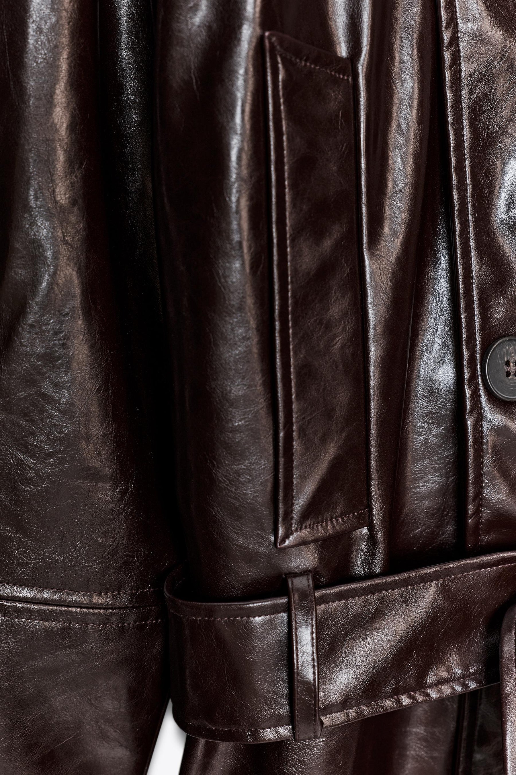 Belted Faux Leather Jacket