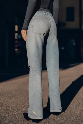 Wide-Leg Ripped Jeans