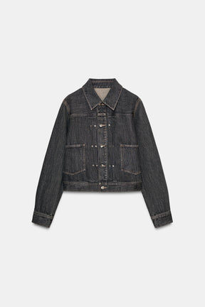 TRF DENIM JACKET WITH PLEATS AND SEAMS - Image 4